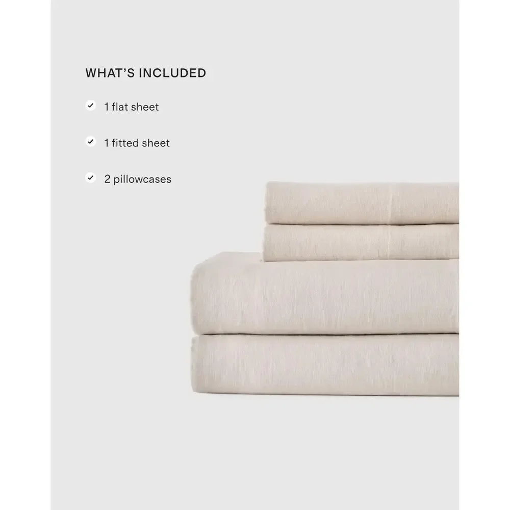 Quince European Linen Sheet Set Full Dusty Olive NWOT